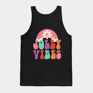 Jolly Vibe christmas quote - retro vintage groovy design Tank Top